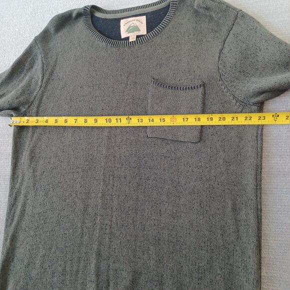 O'hanlon Mills Sweater Mens L Forrest Green Knit Crew Neck Chest Pocket Stretch - Picture 7 of 9